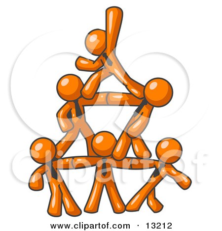 450x470 Group Of Orange Businessmen Piling Up To Form A Pyramid Clipart