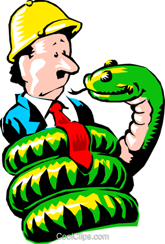 325x480 Cartoon Man With Python Royalty Free Vector Clip Art Illustration