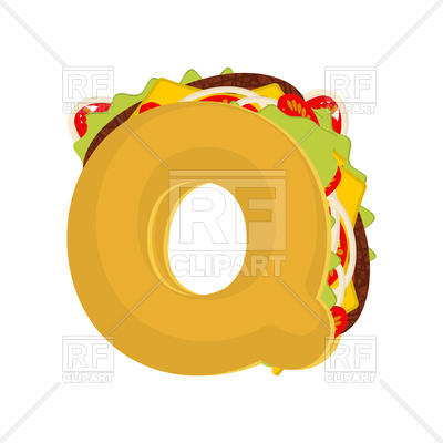 400x400 Letter Q Fast Food Font Royalty Free Vector Clip Art Image
