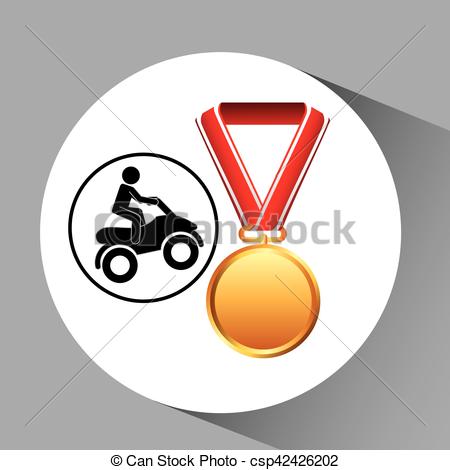 450x470 Quad Bike Medal Sport Extreme Graphic Vector Illustration Eps 10.