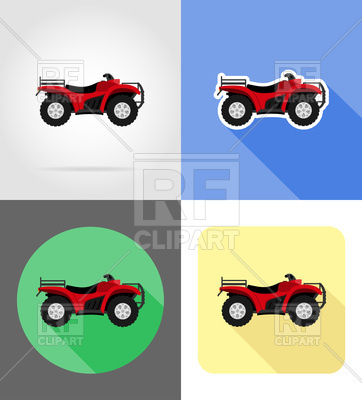 362x400 Red Atv Motorcycle On Four Wheels Flat Icons Royalty Free Vector