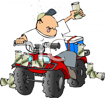 350x328 Royalty Free Clipart Image Of A Man Drinking On An Atv Man
