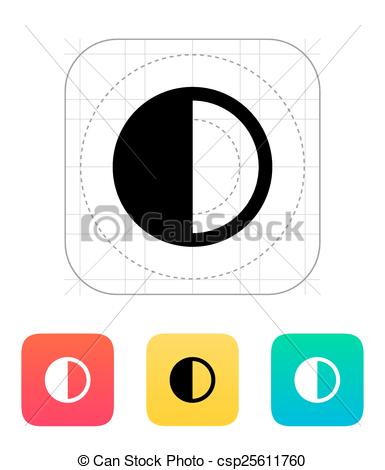 385x470 First Quarter Moon Icon. Vector Illustration.