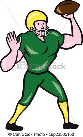 287x470 American Football Qb Throwing Retro. Illustration Of An Clipart