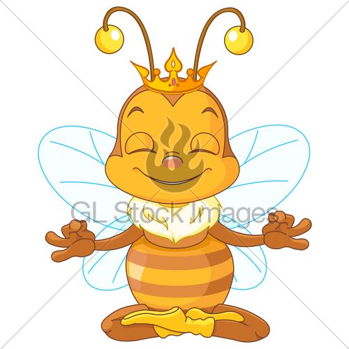 500x500 Cute Queen Bee Sitting In The Lotus Position And Meditates