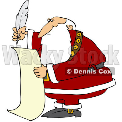 400x400 Royalty Free (Rf) Clipart Illustration Of Santa Using A Quill