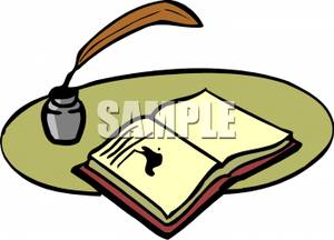 300x216 An Open Book With An Ink Blot And A Feather Quill