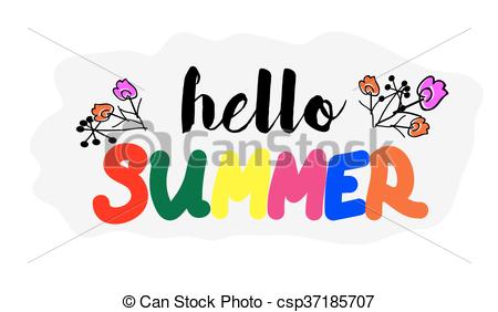 450x282 Hello Summer Quote. Hand Draw Letters. Summer Background Vector