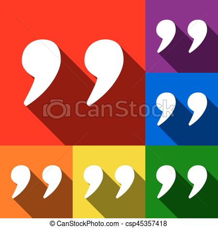 450x470 Quote Sign Illustration. Vector. Set Of Icons With Flat Vector