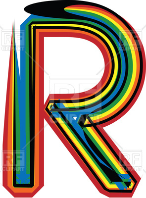 295x400 Colorful Grunge Font Letter R On White Background Royalty Free