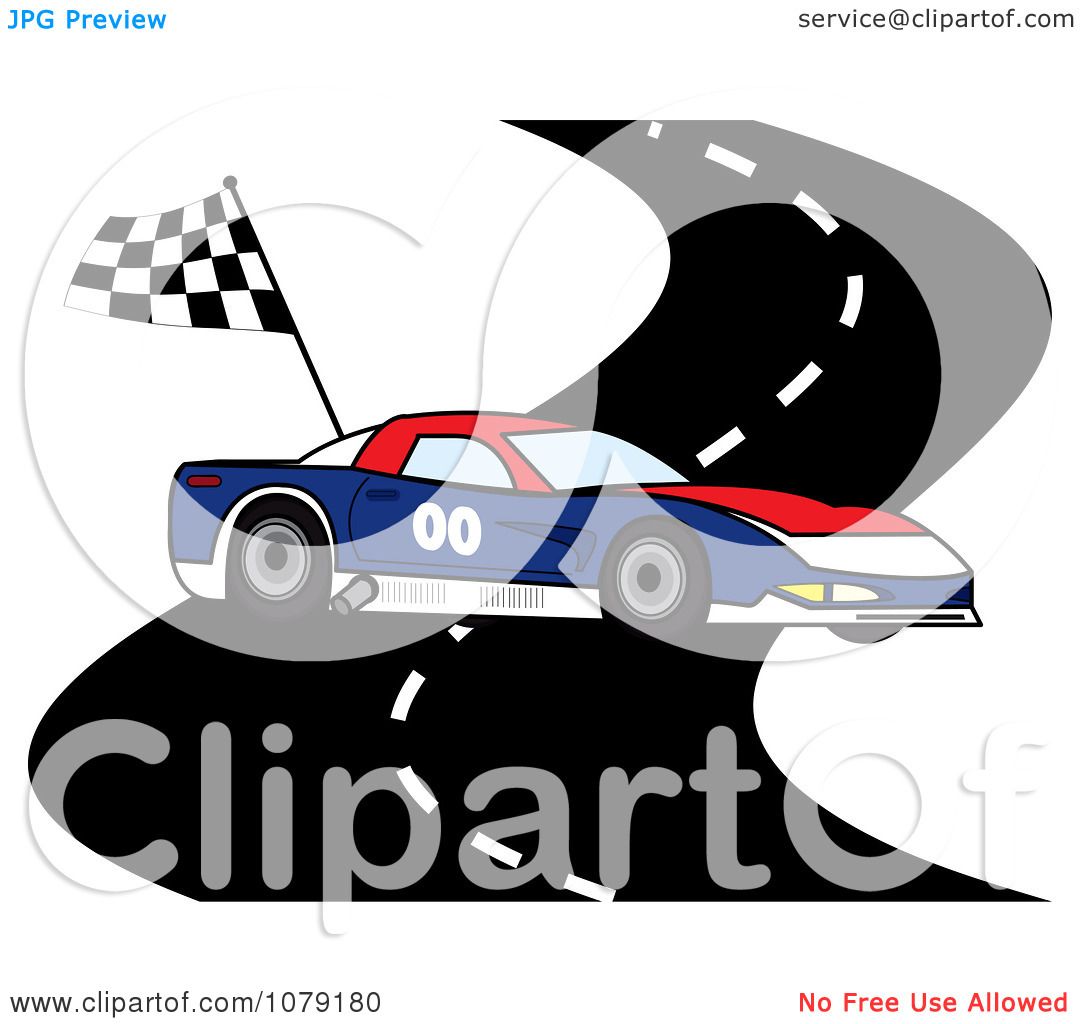 1080x1024 Clipart Red White And Blue Race Car On A Track With A Checkered