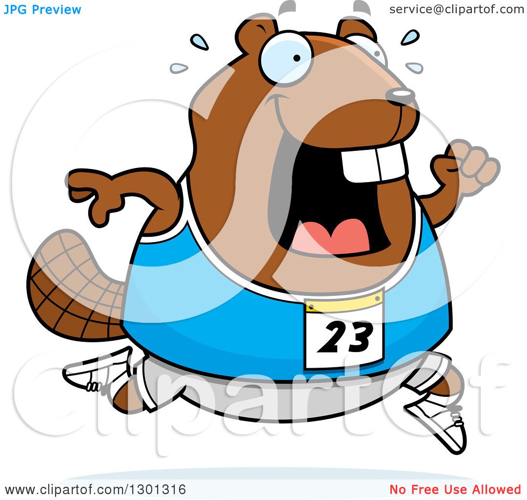 1080x1024 Clipart Of A Cartoon Sweaty Chubby Beaver Running A Track