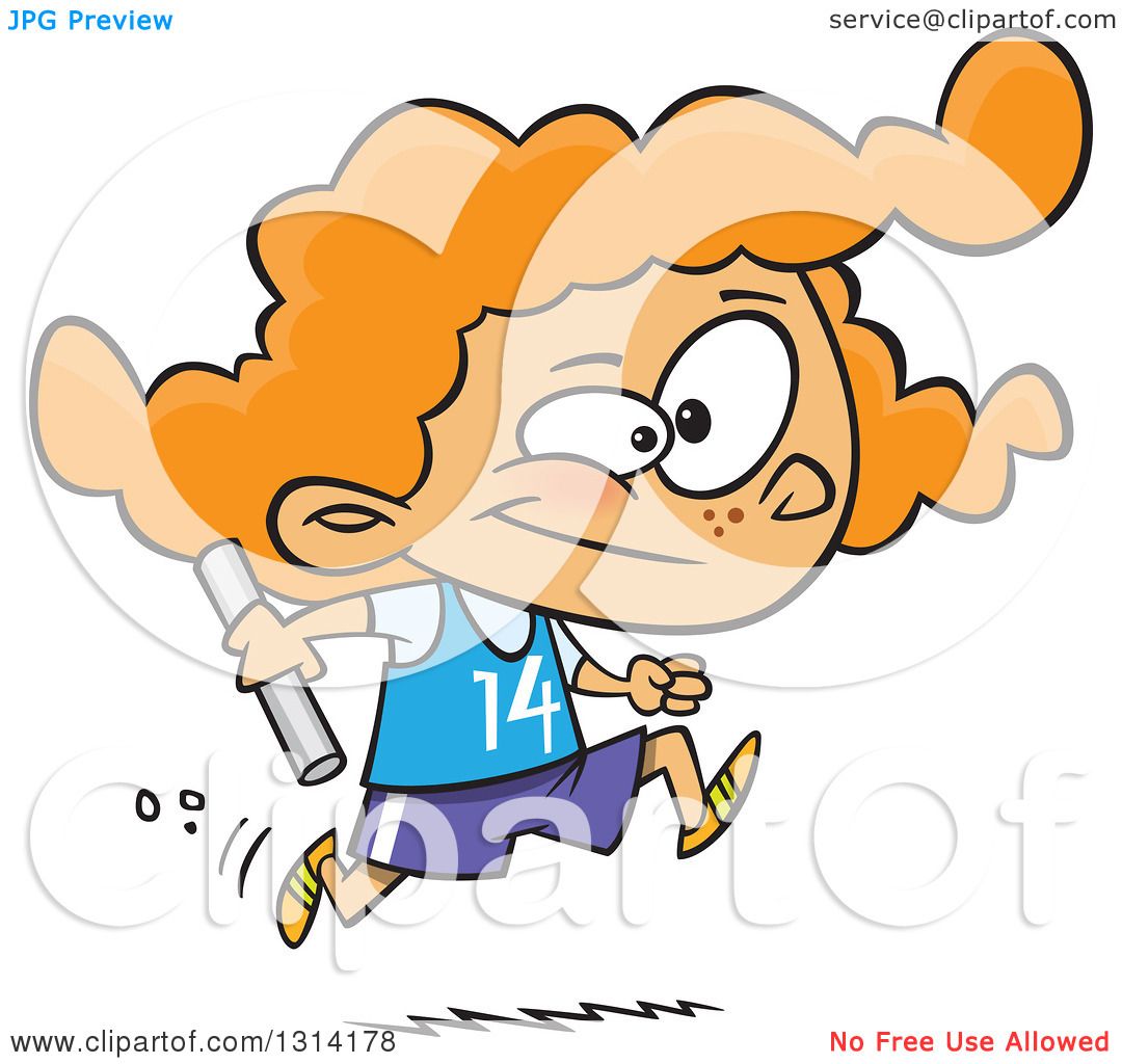 1080x1024 Clipart Of A Track And Field Red Haired White Girl Running A Relay