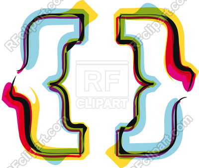 400x338 Abstract Colorful Font Parenthesis Symbol Royalty Free Vector Clip