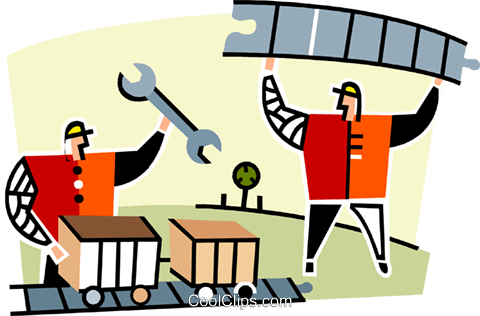 480x316 Two Men Working On The Railroad Royalty Free Vector Clip Art