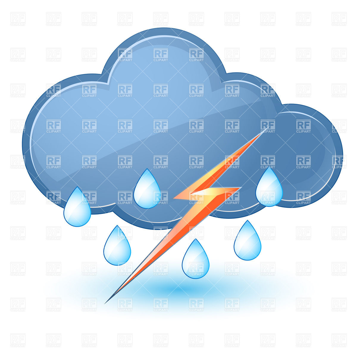 1200x1200 Rain Cloud With Lightning Bolt Free Clip Art Inside Clipart