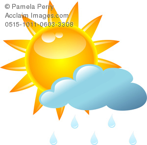 300x295 Clip Art Image Of A Sun With A Rain Cloud