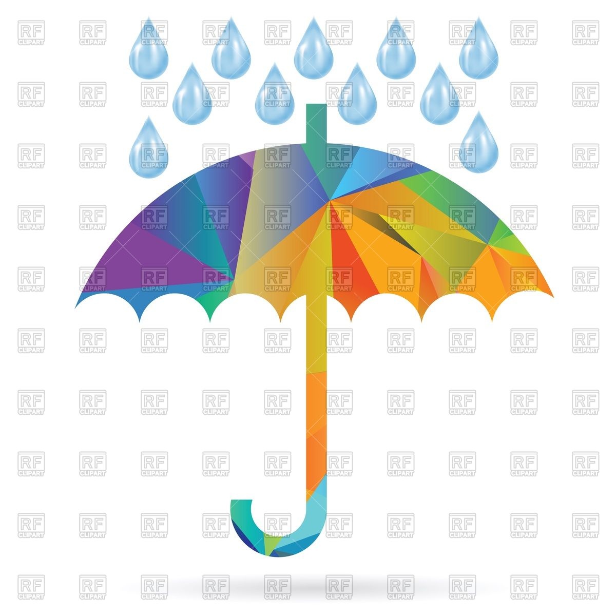 1200x1200 Colorful Polygonal Umbrella With Rain Drops Royalty Free Vector