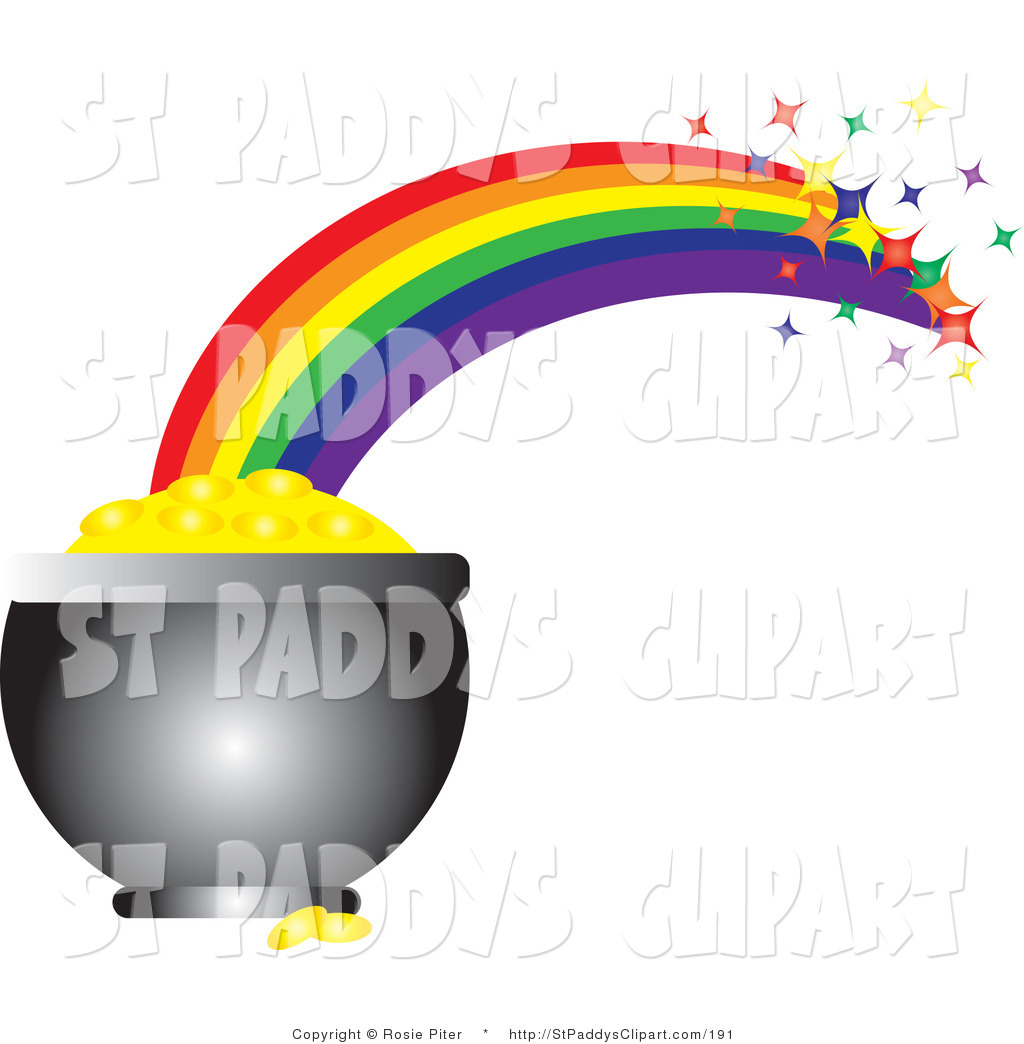 1024x1044 Vector Clip Art Of A Sparkling Rainbow Arcing Off Of A Pot Of Gold