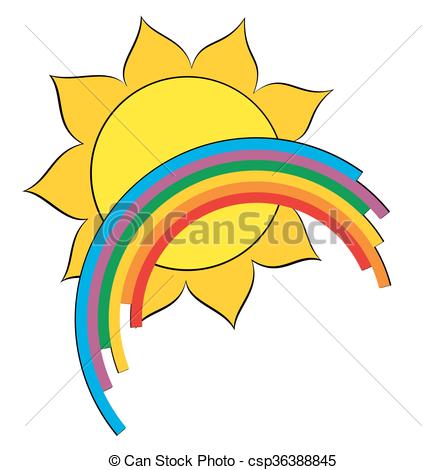 446x470 Logo Of Sun And Rainbow. A Logo Of Bright Sun With Eps Vector
