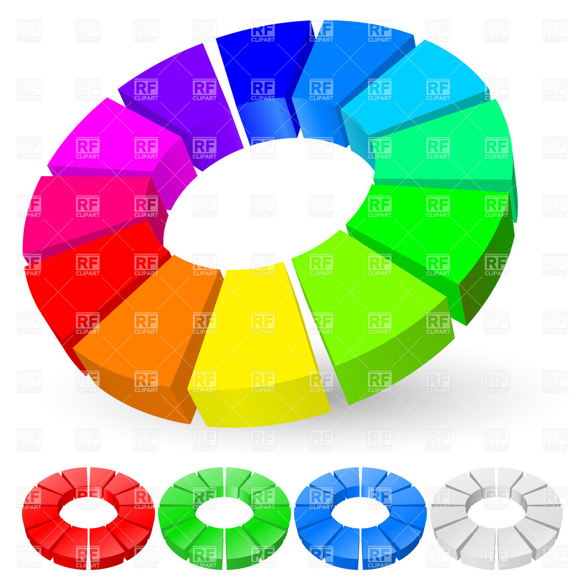 1200x1200 3d Rainbow Pie Chart Royalty Free Vector Clip Art Image