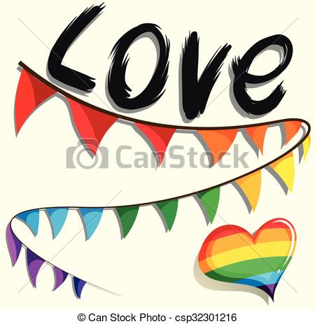 450x463 Rainbow Flag And Heart Illustration Vector Clip Art