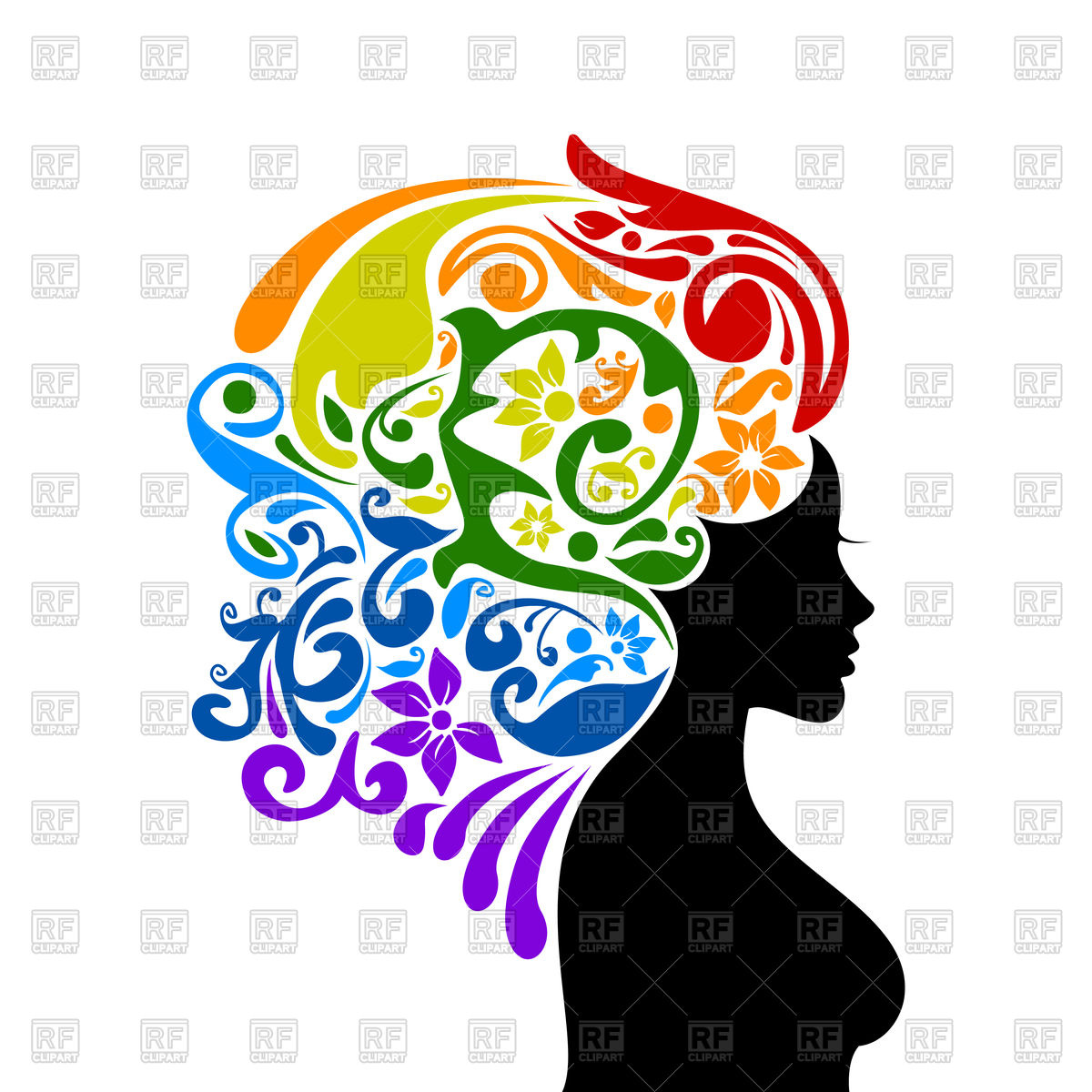 1200x1200 Woman With Rainbow On Head Royalty Free Vector Clip Art Image