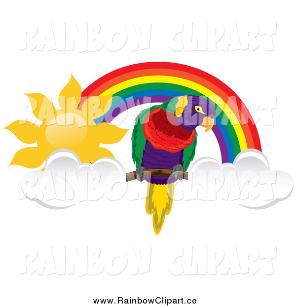 600x620 Vector Clip Art Of A Parrot Under A Sunny Rainbow Arch By Pams