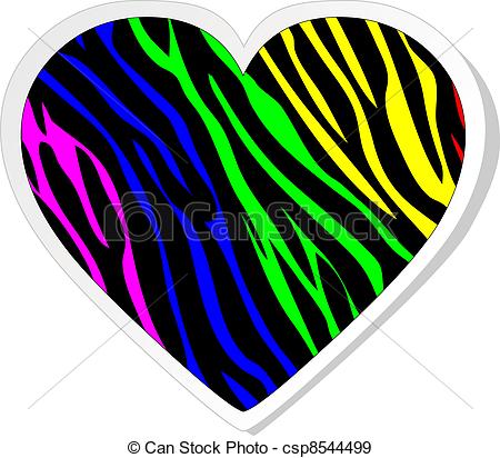 450x412 Rainbow Zebra Heart Sticker Eps Vectors