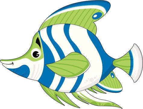 474x361 Pesci Tropicali A Righe Plaquinhas Folk Art, Clip