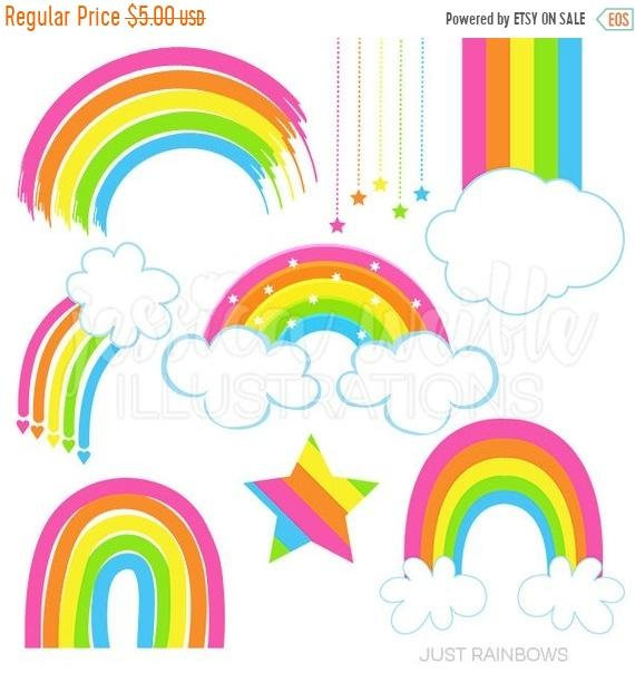 570x604 On Sale Just Rainbows Cute Digital Clipart, Rainbow Clip Art