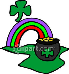 279x300 A Pot Of Gold At The End Of A Rainbow And A Green Shamrock