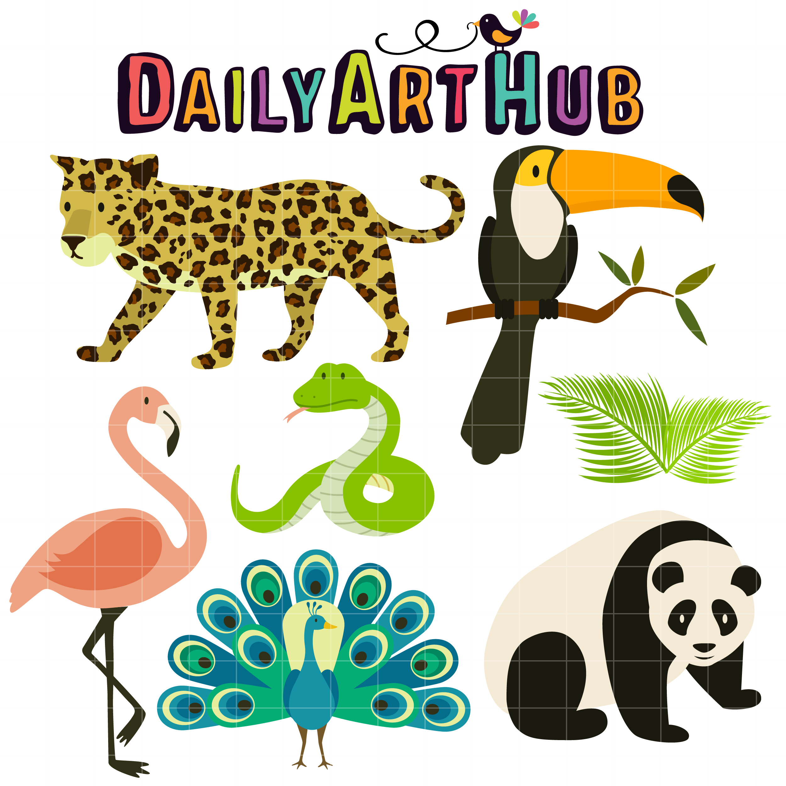 2500x2500 Tropical Rainforest Animals Clipart