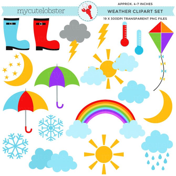 670x670 Weather Clipart Set