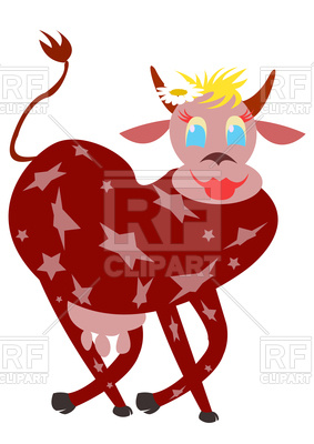 283x400 Cow Super Star With Camomile In Her Hair Royalty Free Vector Clip