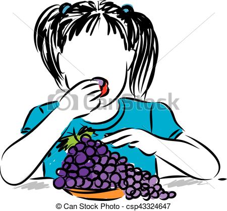 450x419 Peu, Manger, Joli, Illustration, Raisins, Girl.