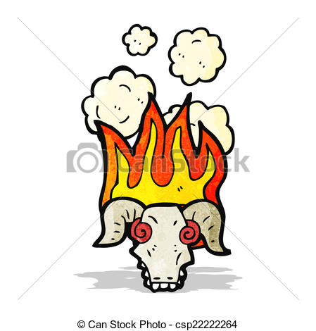 449x470 Flaming Ram Skull Cartoon Clip Art Vector