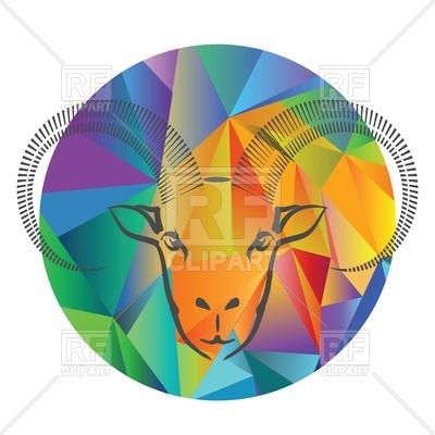 400x400 Head Of Ram On Colorful Polygonal Background In Circle Royalty