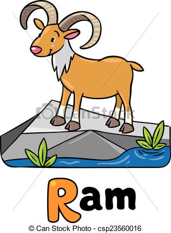 345x470 Little Funny Urial Or Ram, For Abc. Alphabet U. Children Vector