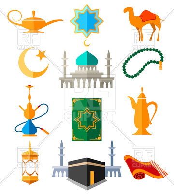 360x400 Muslim Arabic Icons. Islamic Culture Royalty Free Vector Clip Art