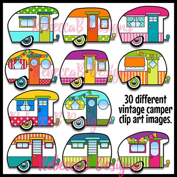 570x570 Vintage Camper Clip Art, Retro Camper Clipart, Vintage Trailer