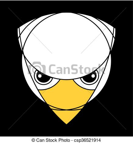 437x470 Falcon Or Eagle Head. Raptor Isolated On Black. Applied