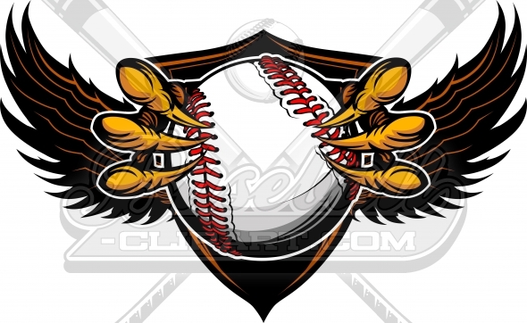 590x362 Raptor Baseball Logo Clipart Image With Claw Or Talons Around Baseball