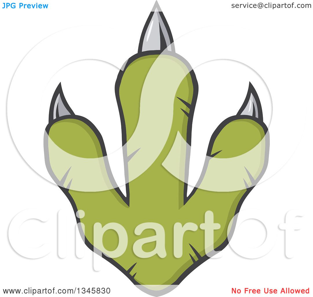 1080x1024 Clipart Of A Green Raptor Dinosaur Foot Print With Sharp Nails