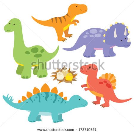 450x445 Vector Illustration Of Dinosaurs Including Stegosaurus