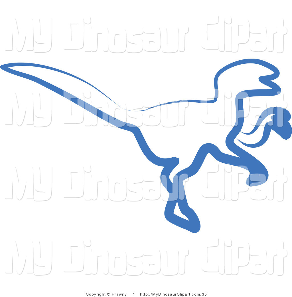 1024x1044 Clipart Of A Raptor Dinosaur In A Blue Outline By Prawny