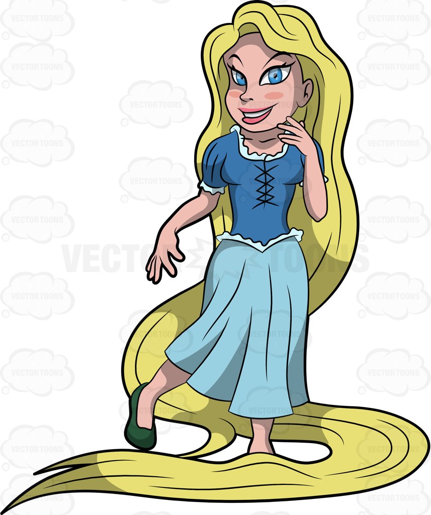 857x1024 Rapunzel With Her Long Golden Hair Cartoon Clipart Vector Toons