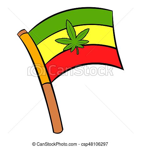 450x470 Cannabis Leaf On Rastafarian Flag Icon Cartoon. Cannabis Stock
