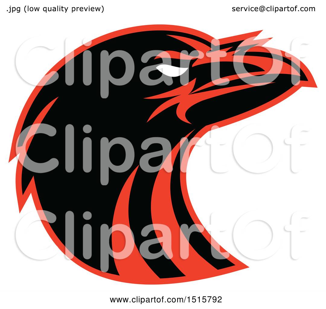 1080x1024 Clipart Of A Black And Red Raven Head In Profile