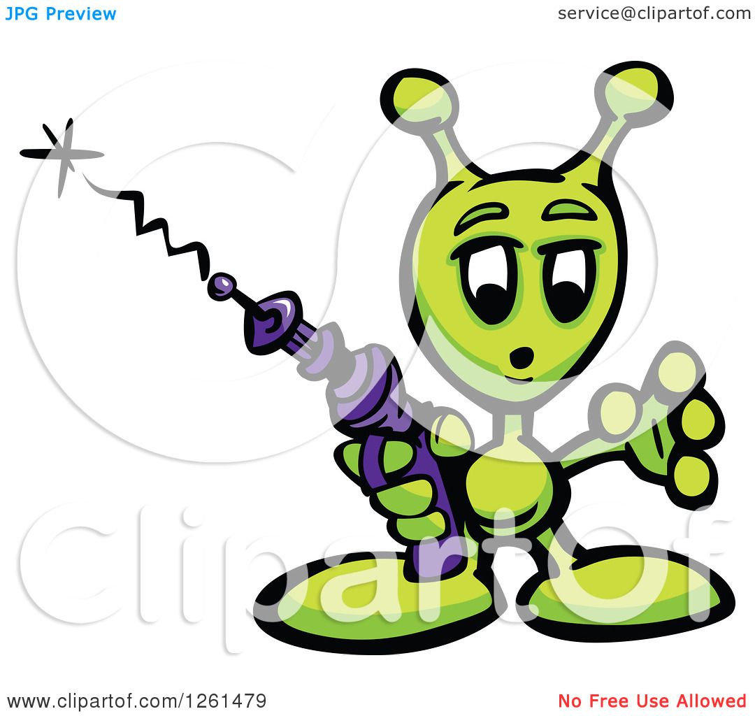 1080x1024 Clipart Of A Green Alien With A Ray Gun